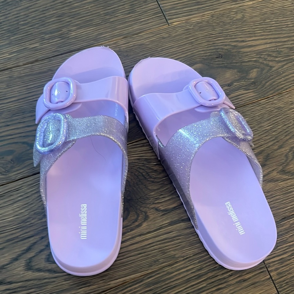 Mini Melissa Slides purple glitter